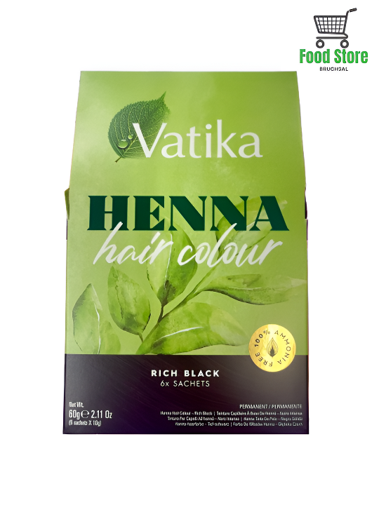 Henna Rich Black Hair Colour Vatika 6x Sachets 60g